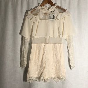 Lace high neck play suit